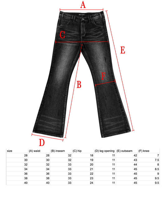 "CORE" FLARE JEANS (BLACK WASH)